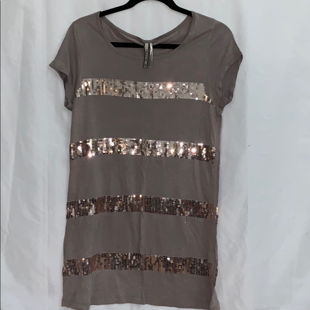 Tan sequin stripped top